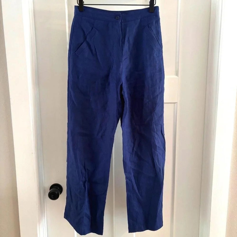 Reformation size 0 Blue Surplus Fabric Wide Leg Work‎ Career Pants Lightweight